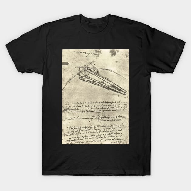 Flying machine, drawn by Leonardo Da Vinci, Circa 1488-9 T-Shirt by artfromthepast